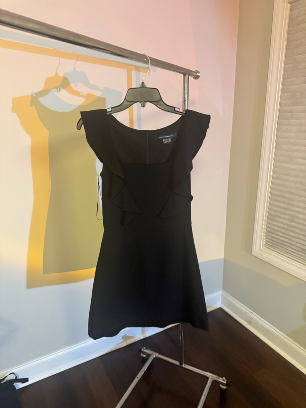 French Connection Black Ruffle Mini Dress